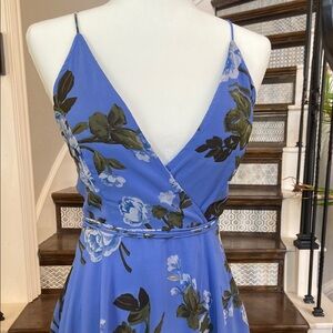 Blue Floral Dress w/ strappy back, size 4P, ASOS. Beautiful dress!